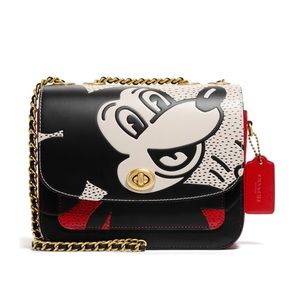 Coach x Mickey Mouse Keith Haring Turnlock Leather Shoulder Crossbody Bag NWT